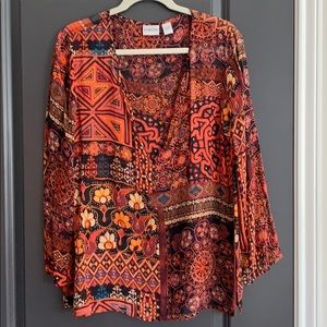 Chico’s sheer size 2 blouse, low v neck